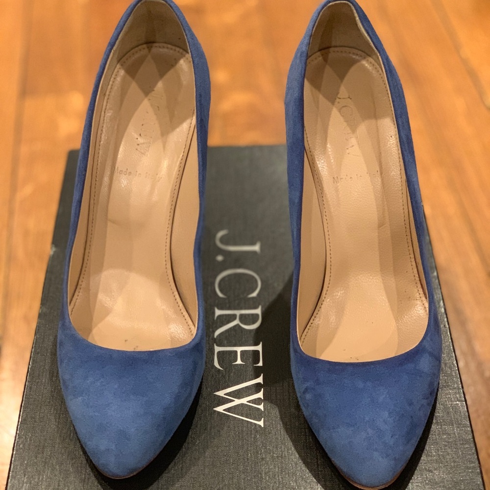 J Crew Blue Suede heels pumps 7M